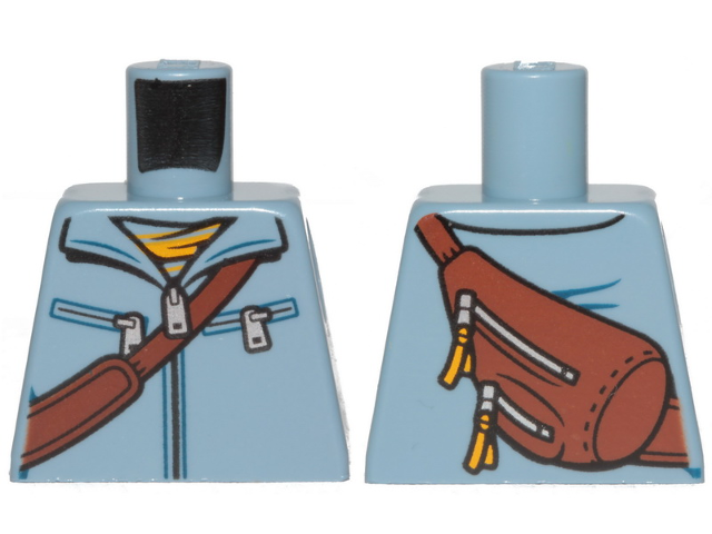 Lego Torso Jacket with Zipper, Diagonal Belt and Bag on Back Pattern / Sand Blue