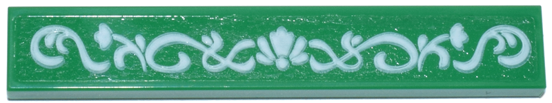 Lego Tile 1 x 6 with White Filigree and Flowers Pattern (Sticker) - Set 42671