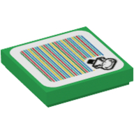 Lego Tile 2 x 2 with Bowser Jr and Barcode Print (Sticker) / Green