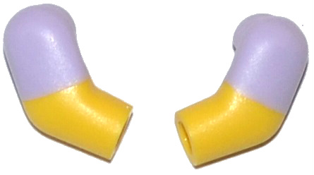Lego Arm, (Matching Left and Right) Pair with Molded Lavender Short Sleeves  Pattern / Yellow