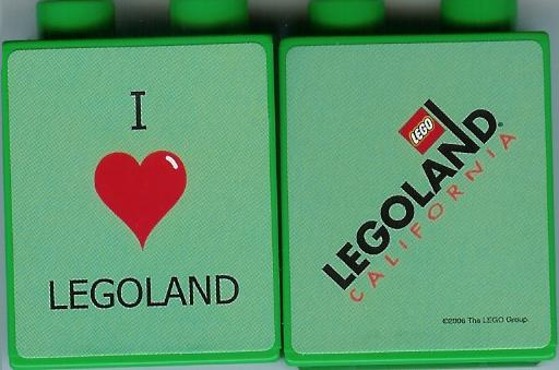 Lego Duplo, Brick 1 x 2 x 2 with I Love LEGOLAND 2006 Pattern (Stickered)