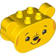Lego Duplo Brick 2 x 4 x 2 Rounded Ends with Ears and Pooh Print