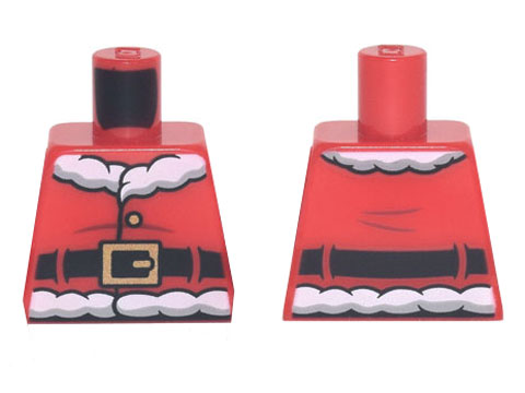 Lego Torso Santa Jacket with White Fur Collar and Waistband, Dark Red Creases, Black Belt with Gold Buckle Pattern / Red