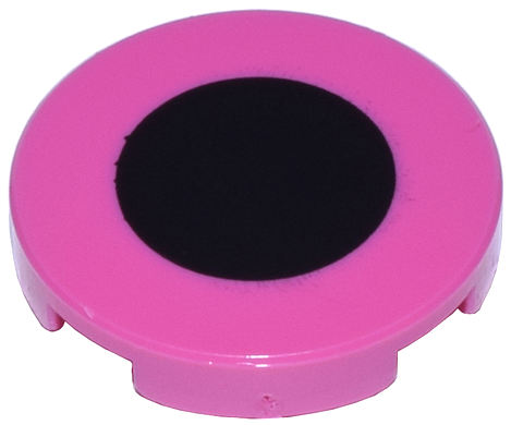 Lego Tile, Round 2 x 2 with Bottom Stud Holder with Centered Black Circle Pattern (Super Mario Birdo Snout End)