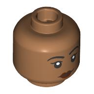 Lego Minifig Head Helen Lasichanh, Black Eyebrows, Dark Red Lips / Medium Nougat