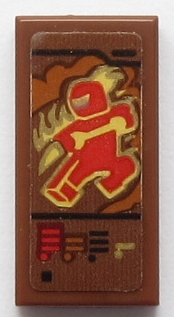 Lego Tile 1 x 2 with Ninjago Trading Card Game NRG Kai Pattern (Sticker) - Set 70618 / Reddish Brown