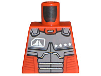 Lego Torso Exo-Force Dark Gray Body Armor with Four Stars Pattern / Red