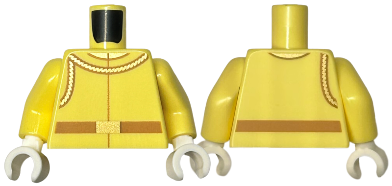 Lego Torso Jacket Plain, Medium Nougat Belt, Gold Buckle, Ropes, and Neck Pattern / Bright Light Yellow Arms / White Hands