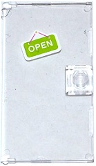 Lego Door 1 x 4 x 6 with Stud Handle with White 'OPEN' on Lime Sign Pattern (Sticker) - Set 41108