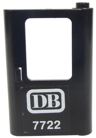 Lego Door 1 x 4 x 5 Train Right, Thin Support at Bottom with 'DB 7722' Pattern (Sticker) - Set 7722