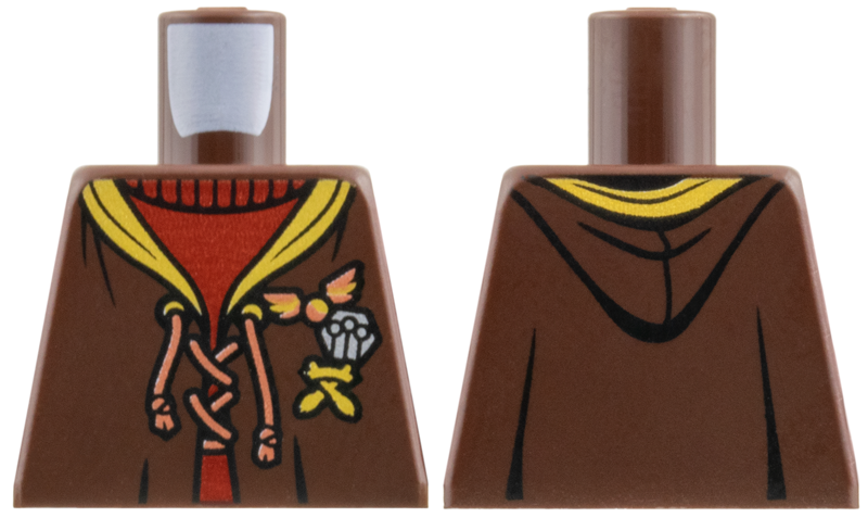 Lego Torso Hoodie with Gold Trim, Copper Laces and Golden Snitch over Dark Red Sweater Pattern / Dark Brown