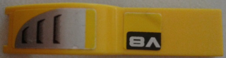 Lego Vehicle, Mudguard 1 x 4 1/2 with 'V8' and Intake Pattern Model Right Side (Stickers) - Set 8135 / Yellow