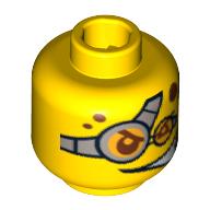 Lego Minifig Head Billy Bob Blaster, Red Spots and Glasses, Determined / Evil Smile Print