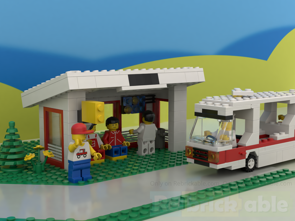 Lego 6380 Bus with bus stop