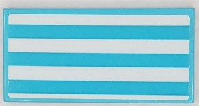 Lego Tile 2 x 4 with Medium Azure and White Stripes Pattern (Sticker) - Set 41430 / Medium Azure