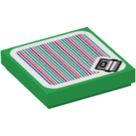 Lego Tile 2 x 2 with Coin Coffer and Barcode Print (Sticker)