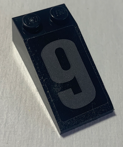 Lego Slope 18 4 x 2 with Silver Number 9 Pattern (Sticker) - Set 70613 / Black
