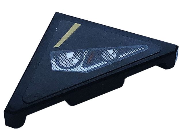 Lego Tile, Modified 2 x 2 Triangular with Gold Stripe, Headlight Pattern Model Left Side (Sticker) - Set 76899