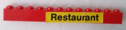 Lego Stickered Assembly 12 x 1 x 1 with 'Restaurant' Pattern (Sticker) - Set 148