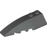 Lego Brick Wedged, Curved 6 x 2 Left, Inner Ridges / Dark Gray