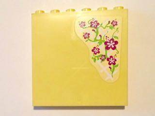 Lego Panel 1 x 6 x 5 with Magenta Hibiscus Flowers on Outside and Hanging Kitchen Utensils on Inside Pattern (Stickers) - Set 41037