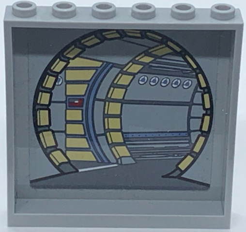 Lego Panel 1 x 6 x 5 with SW Millennium Falcon Corridor Pattern 1 on Inside (Sticker) - Set 75192 / Light Bluish Gray