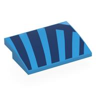 Lego Brick Curved 4 x 3 x 2/3 No Studs with Dark Blue Stripes Print / Dark Azure
