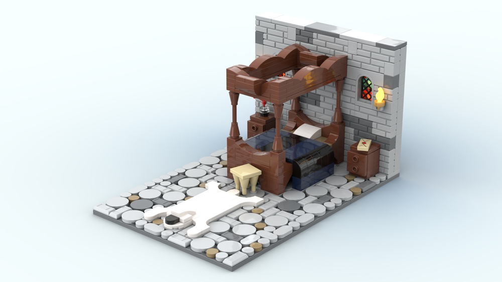 Lego Four-poster bed with Polar Bear Rug