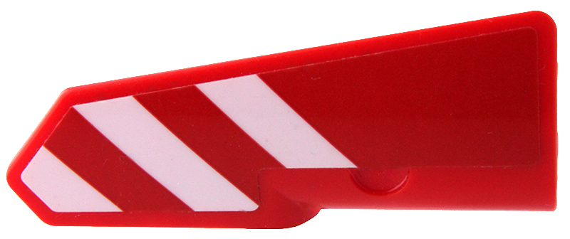 Lego Technic, Panel Fairing #21 Very Small Smooth, Side B with Red and White Danger Stripes Pattern (Sticker) - Set 42098 / Red