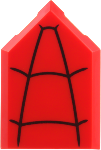 Lego Tile, Modified 2 x 3 Pentagonal with Black Spider Web Pattern Pattern / Red