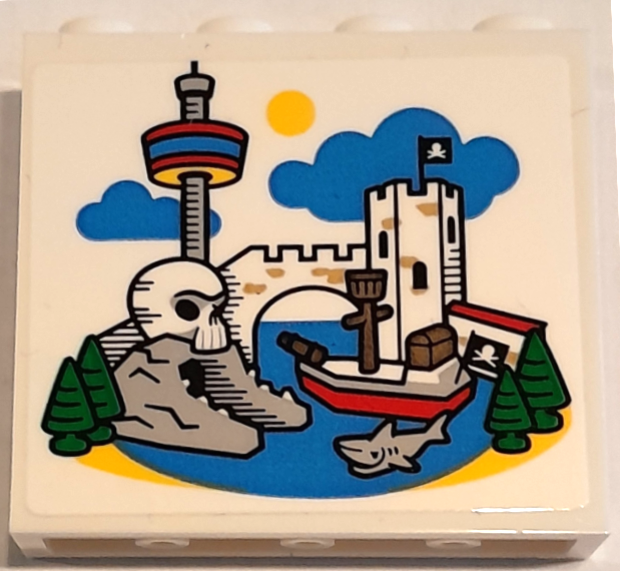 Lego Panel 1 x 4 x 3 with Side Supports - Hollow Studs with LEGOLAND Park Map with Boat, Skull, Castle and Control Tower Pattern (Sticker) - Set 40710