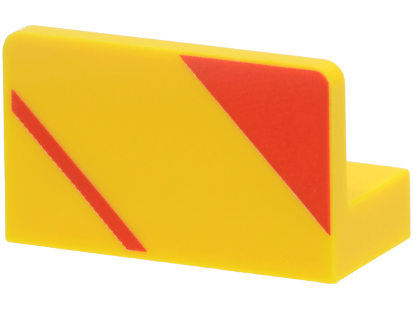 Lego Panel 1 x 2 x 1 with Red Stripe and Triangle Pattern Model Left Side