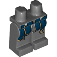 Lego Hips and Dark Bluish Gray Legs with Tattered Dark Blue Coat Tails with Gold Trim Print / Dark Bluish Gray