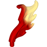 Lego Wave / Flame Rounded Wing Shaped with Bar with Marbled Trans Yellow Pattern / Trans-Red