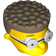 Lego Minifig Head Special, Simpsons, Waylon Smithers with Glasses and Dark Tan Hair Print / Yellow