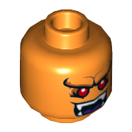 Lego Minifig Head Demon, Red Eyes, Fangs, Closed Mouth / Open Mouth Print
