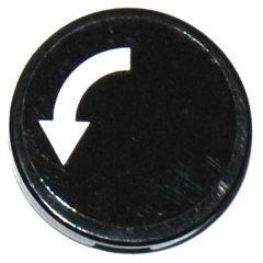 Lego Tile, Round 2 x 2 with Bottom Stud Holder with White Curved Arrow on Black Background Pattern (Sticker) - Set 60104