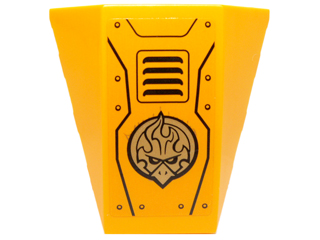 Lego Wedge 4 x 4 Triple Curved No Studs with Gold Chima Emblem, Vents and Rivets Pattern (Sticker) - Set 70227