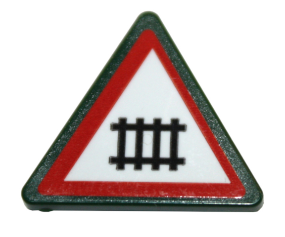 Lego Road Sign 2 x 2 Triangle with Clip with Level Crossing Pattern (Sticker) - Set 10259