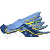 Lego Creature Body Part, Dragon Head Upper Jaw with Dark Blue Sections and Yellow Lightning Print