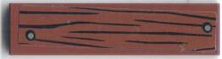 Lego Tile 1 x 4 with Wood Grain and 2 Dark Bluish Gray Nails on Reddish Brown Background Pattern (Sticker) - Set 60071 / Reddish Brown