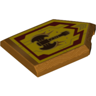 Lego Tile Special 2 x 3 Pentagonal with Nexo Power Shield Print - Merlok Power Axe / Metallic Gold