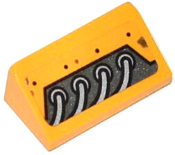 Lego Slope 30 1 x 2 x 2/3 with 4 Silver Cables Pattern Model Right Side (Sticker) - Set 70129 / Bright Light Orange