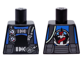Lego Torso Scuba Diver Straps and Gauges with Anchor and Octopus Emblem Pattern