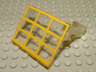 Lego Garage Door Glass Assembly - Yellow Frame Pattern with Hinge Pins on Counterweights