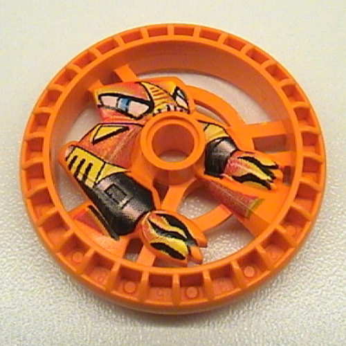 Lego Technic Disc 5 x 5 Notched, Flame with Robot Print / Orange