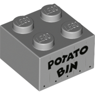 Lego Brick 2 x 2 with Crate, 'Potato Bin' Print