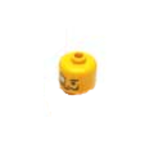 Lego Pen Bead, Round Large, Curved Edges / Cylinder with Minifig Head with Monocle, Moustache Print / Yellow