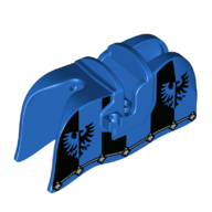 Lego Animal / Creature Accessory, Horse Barding, Smooth Edge with Black Falcon Print / Blue