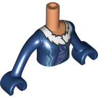 Lego Minidoll Torso Girl, with Dark Blue Coat, White Fur print ,Nougat Arms and Hands / Nougat